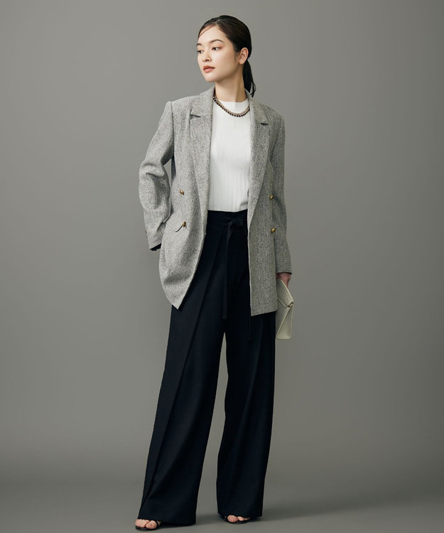 自由区 S 【SHIHOさん着用】シルクネップツイード ジャケット グレー