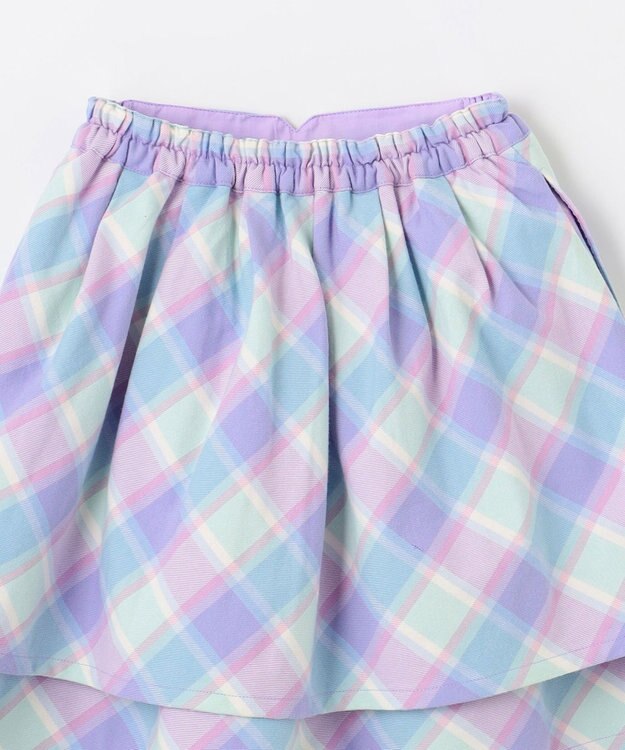 ANY KIDS シャギーチェックスカート ラベンダー系