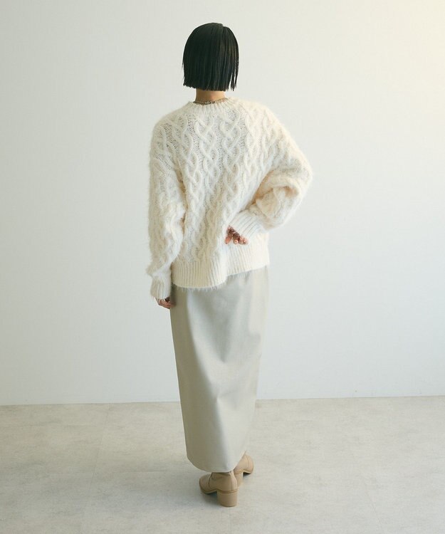 Green Parks armonia．シャギーケーブルニット Ivory
