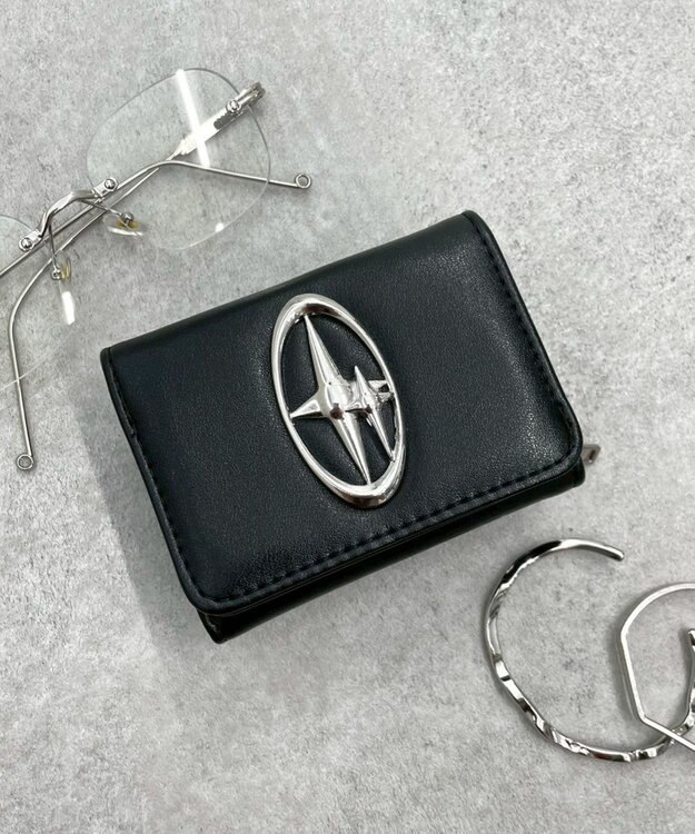 WEGO BIGメタルパーツフラップウォレット ブラック