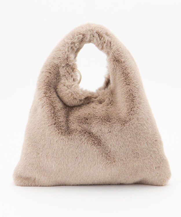 自由区 フェイクファーワンハンドル バッグ ブラウン系