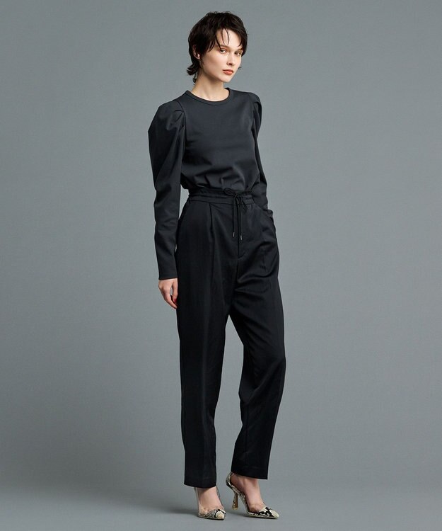 uncrave 【洗える】サテン ドロストパンツ（uncrave STANDARD） ブラック