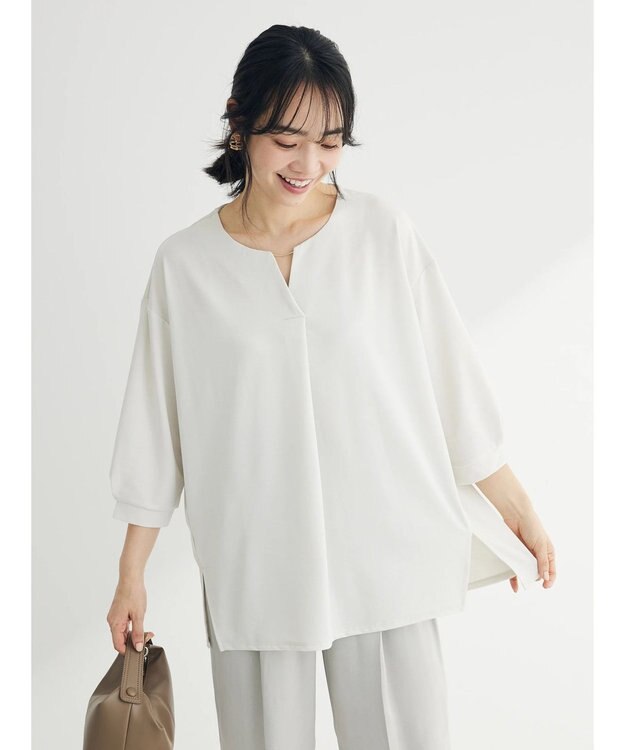 Green Parks バー付き７分袖ブラウソー Light Beige