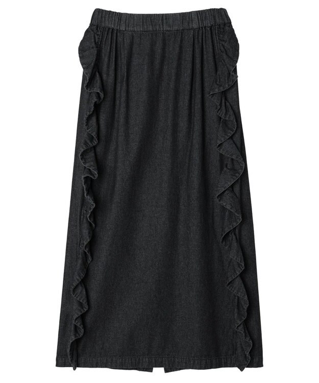 Green Parks ■ＥＳＣＡＲ　デニムサイドラッフルスカート Black