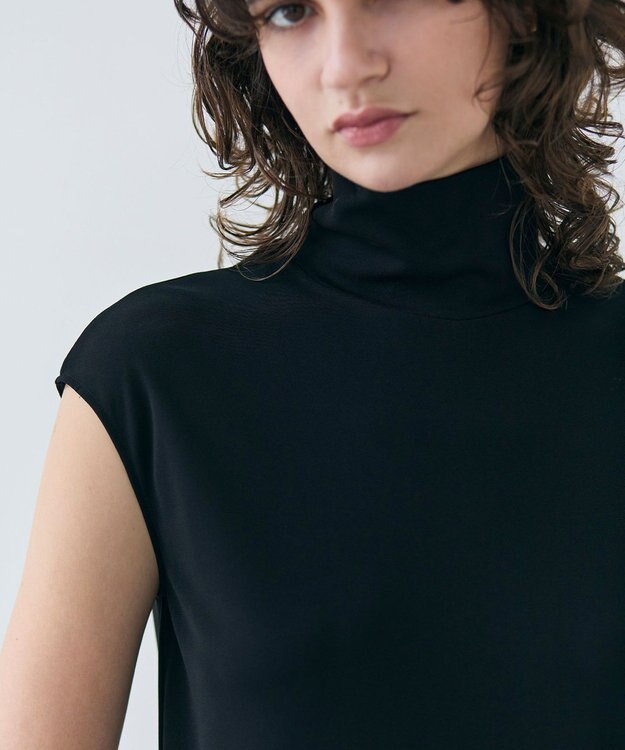 BEIGE， 【洗える・VERY 6月号掲載】MELLE / ジャージーハイネックカットソー Black