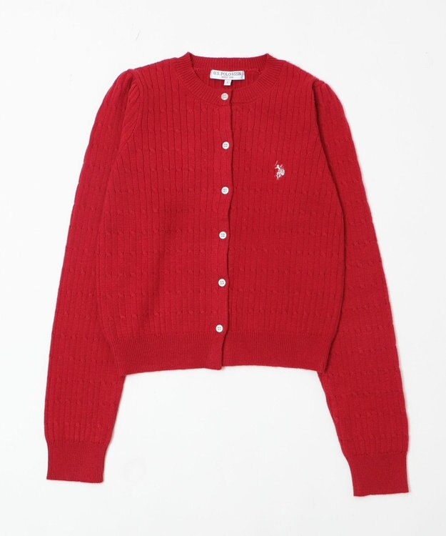 WEGO 【26年春新作】別注USPOLOケーブルニットカーデ ワイン