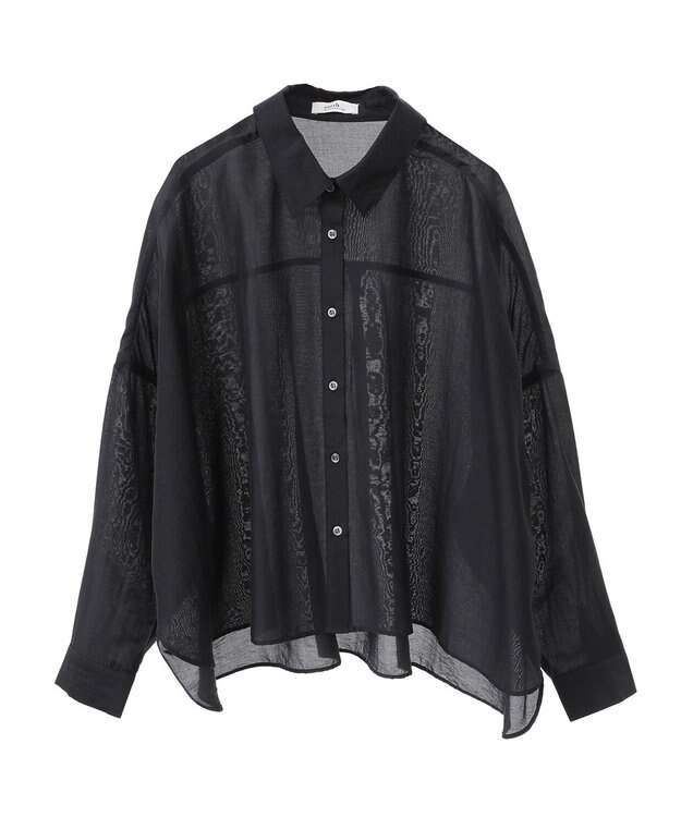 earth music&ecology ワイドシルエットシアーシャツ Black