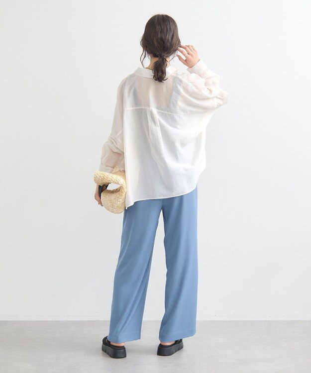 earth music&ecology ワイドシルエットシアーシャツ Off White