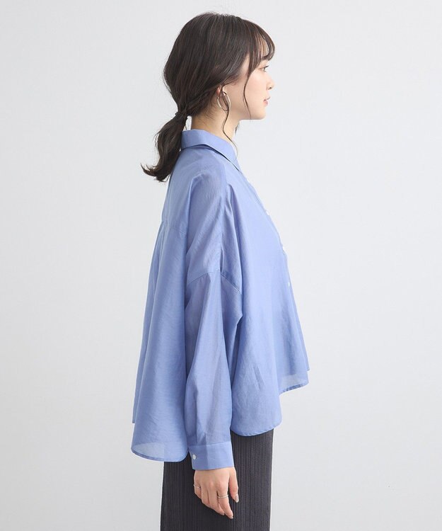 earth music&ecology ワイドシルエットシアーシャツ Blue