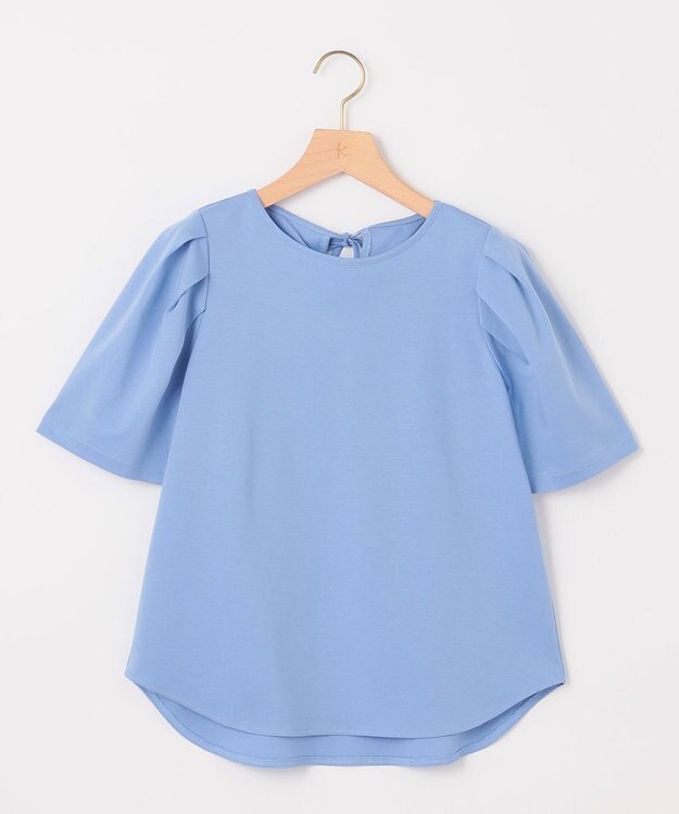 組曲 S 【洗える・接触冷感】タックスリーブポンチ カットソー ブルー系