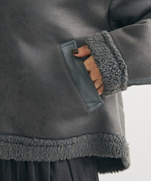 Green Parks フェイクムートンブルゾン Charcoal Gray