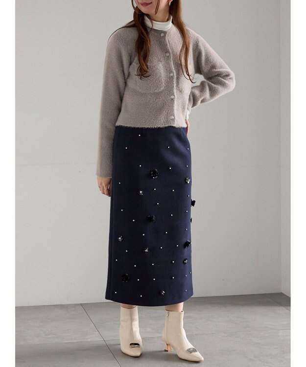 Te chichi ビジューデザインナロースカート《2025winter catalog item》 ネイビー