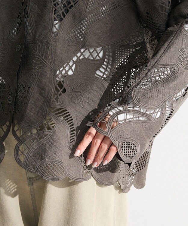 Green Parks レースカーディガン Gray