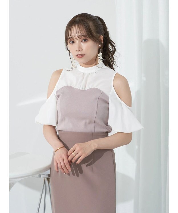 earth music&ecology オープンショルダードッキングプルオーバー Ivory