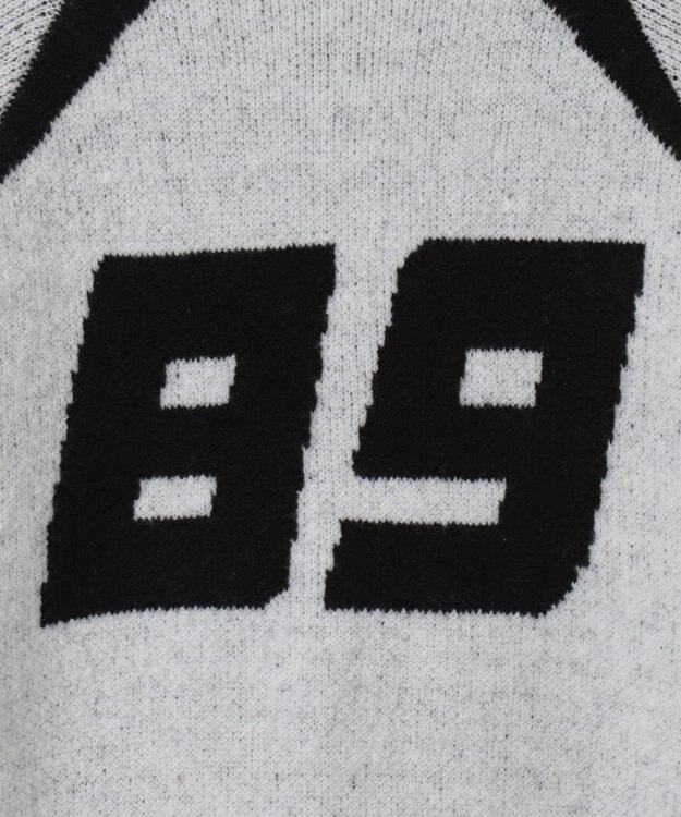 WEGO 配色スポーツグラフィックフラッフィーニットプルオーバー ホワイト