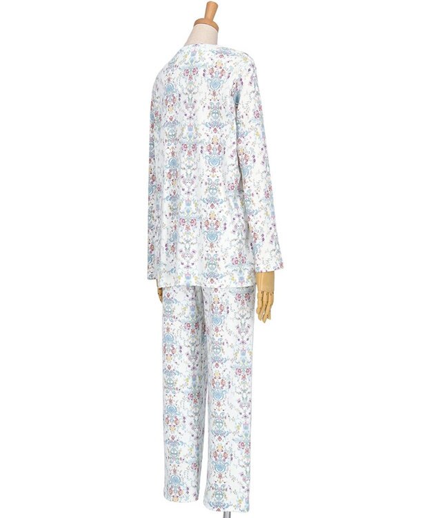 WACOAL パジャマ 長袖 長ズボン 綿100%(本体) ミントン レディース NDX541 /ワコール ホワイト