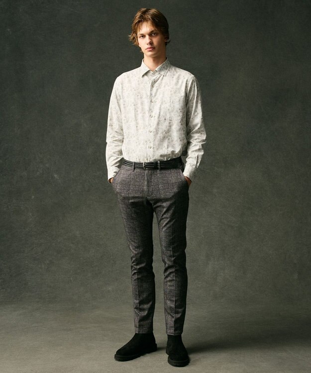 JOSEPH ABBOUD 【キングサイズ・自然な光沢感】コットンビエラフラワープリント シャツ アイボリー系5