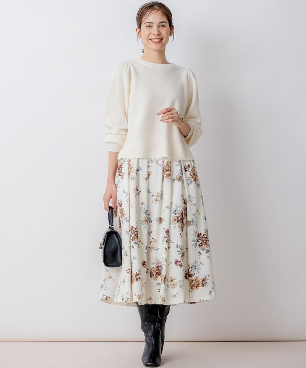 組曲 ローズシックプリント スカート アイボリー系5