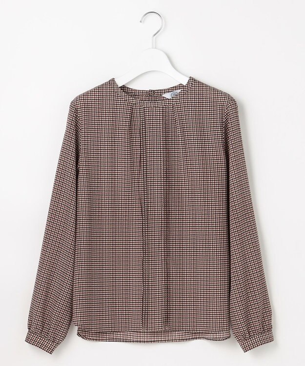 J.PRESS LADIES デシンハウンドトゥースプリント ブラウス ブラウン系