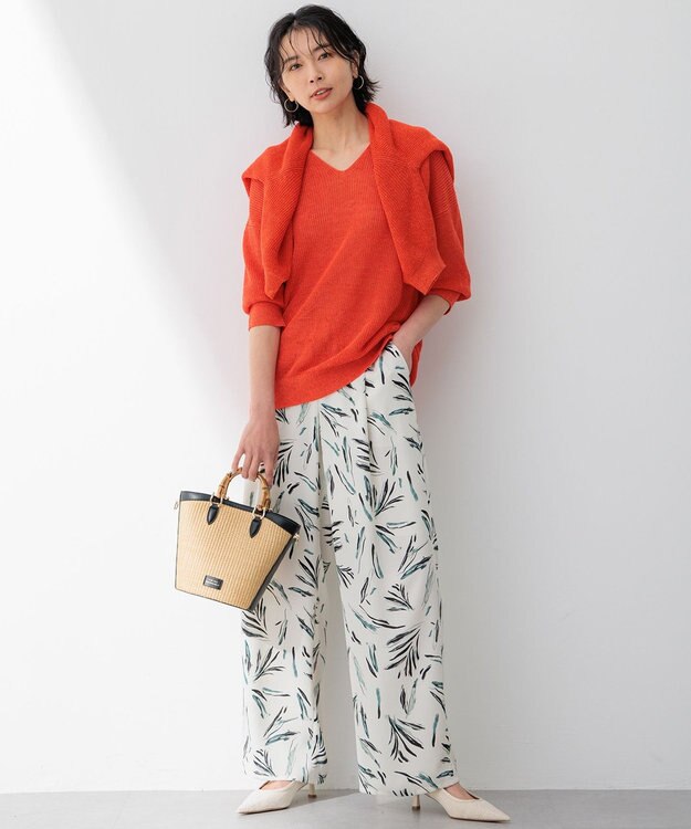 23区 【洗える】ピュアリネン パフスリーブ ニット オレンジ系5