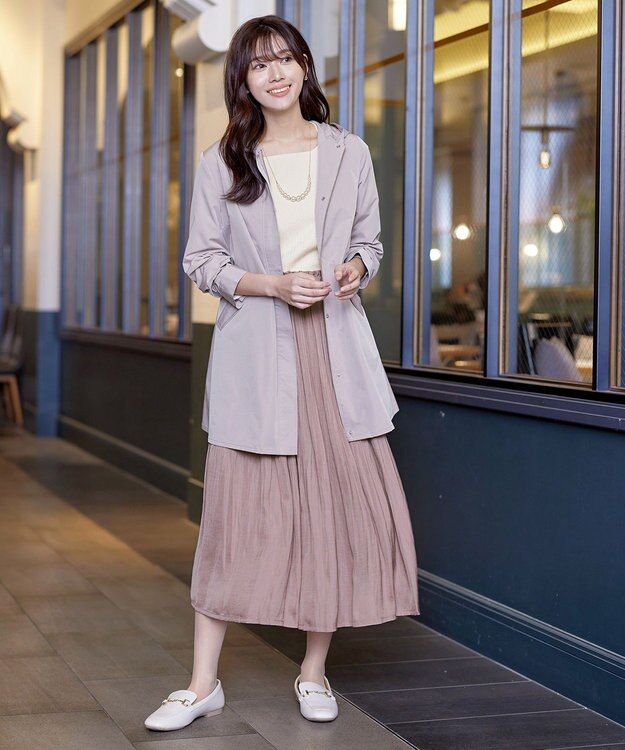 Tiaclasse 【安田美沙子さん着用・洗える】ヴィンテージサテンプリーツスカート ブルー