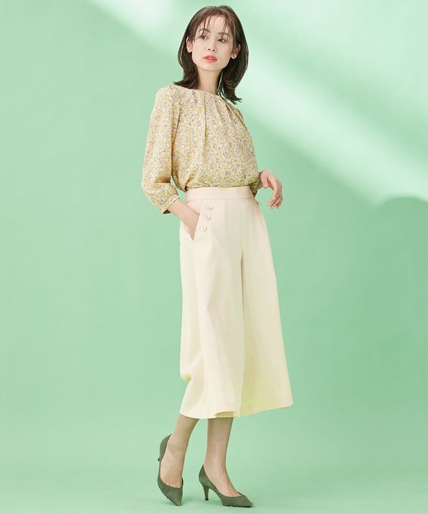 組曲 【洗える】ライトツイルストレッチセーラー パンツ アイボリー系