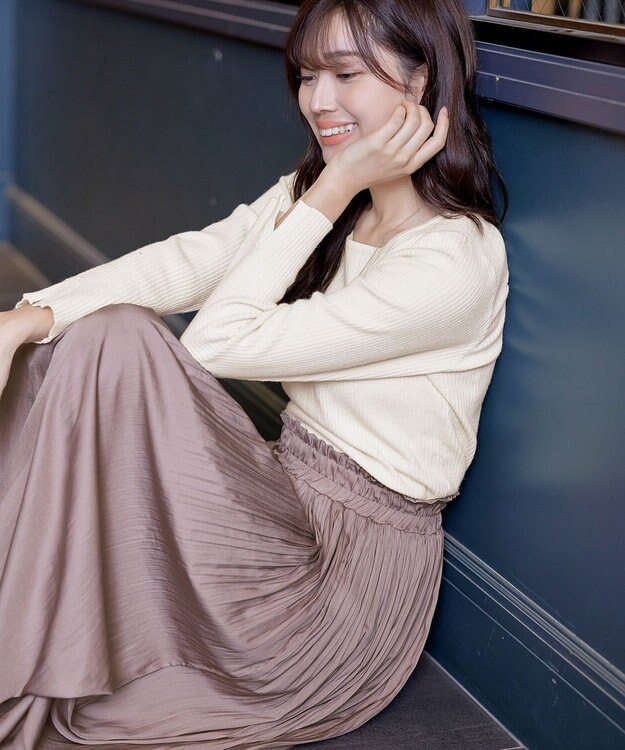 Tiaclasse 【安田美沙子さん着用・洗える】ヴィンテージサテンプリーツスカート ピンク