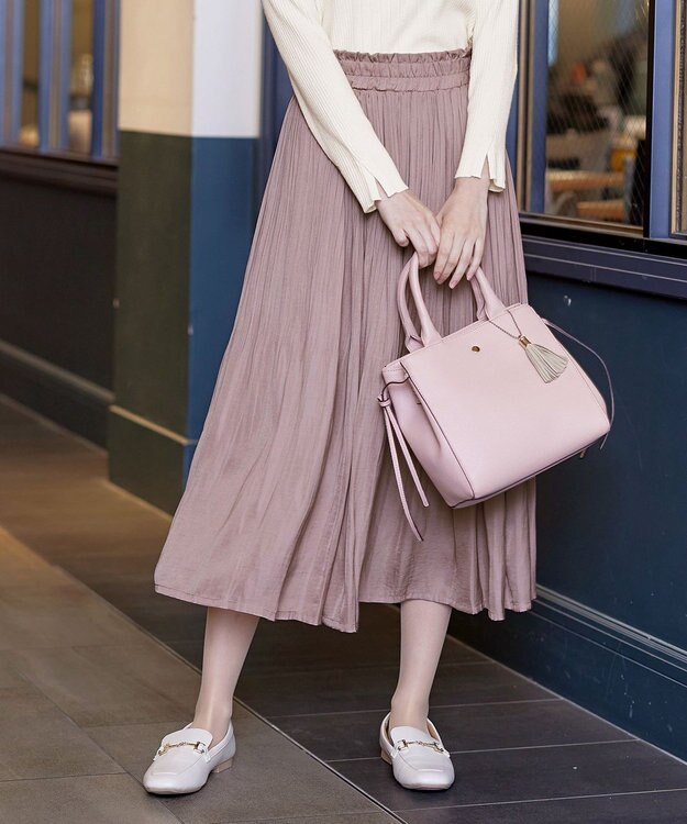 Tiaclasse 【安田美沙子さん着用・洗える】ヴィンテージサテンプリーツスカート ピンク