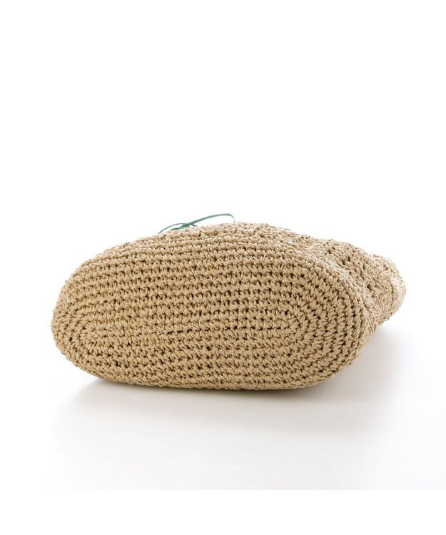 UNBILLION カシュカシュ cachecache / ドロストフリルハンドル地柄編みトート カゴバッグ グリーン