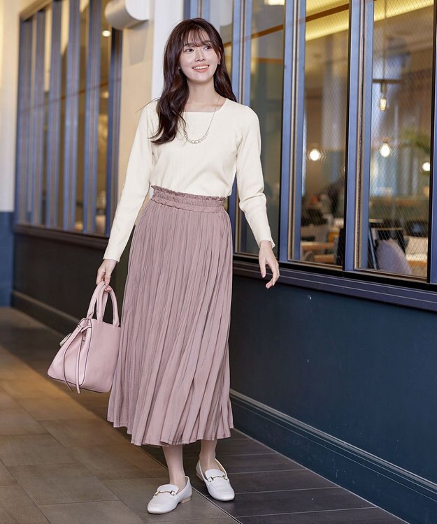 Tiaclasse 【安田美沙子さん着用・洗える】ヴィンテージサテンプリーツスカート ピンク