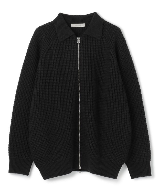 UNFILO MENS 【男女兼用】ウールポップコーン ジップ ブルゾン ブラック