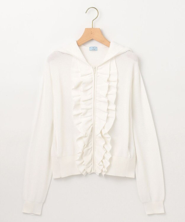 組曲 【WEB限定】  シアーニットフリルパーカー アイボリー系