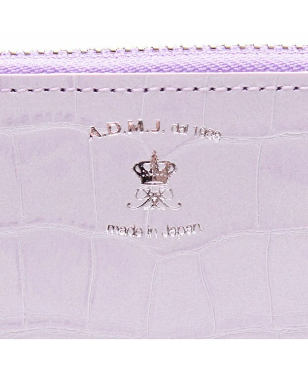 A.D.M.J. 牛革クロコ型押し ラウンドファスナーウォレット LAVENDER