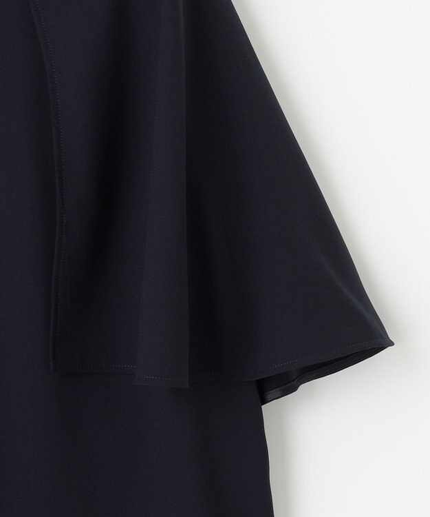 自由区 【洗える】バックサテンジョーゼット  ブラウス ネイビー系