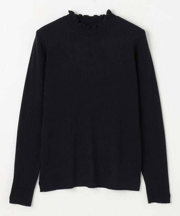 ANY 【洗濯機可】ウォームニットフリルプルオーバー ブラック