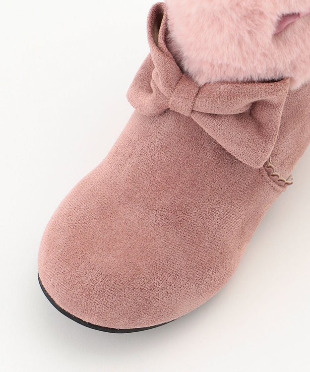ANY KIDS フェイクファーリボンブーツ ピンクベージュ