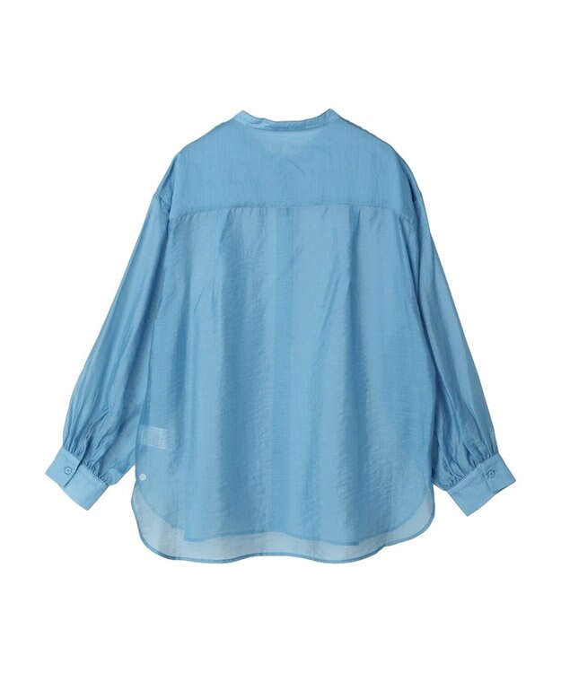 earth music&ecology シアーバンドカラーシャツ Blue