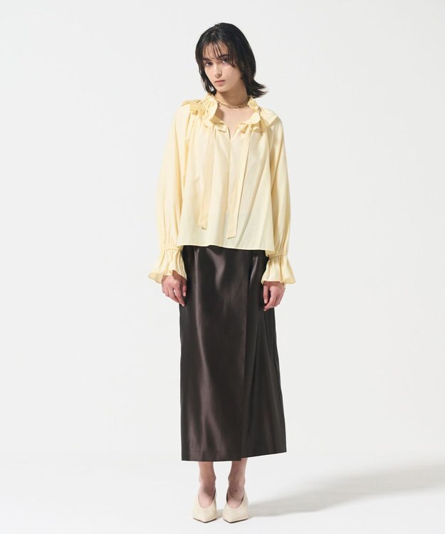 GRACE CONTINENTAL フリルカラーシアーカフタンブラウス イエロー