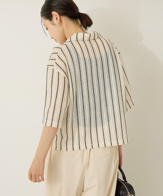 AMERICAN HOLIC メッシュ半袖ブラウス Stripe