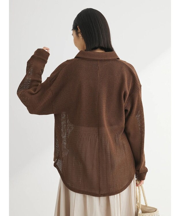 Green Parks カットレースシャツチュニック Brown