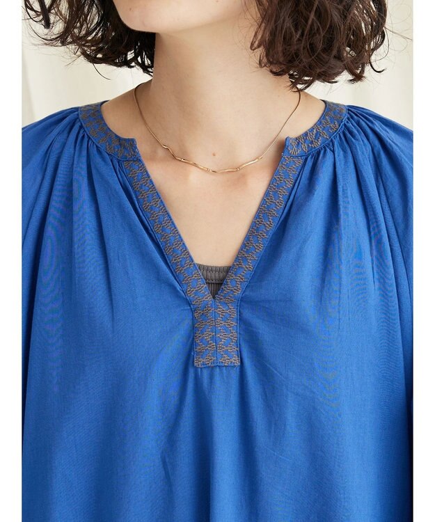 CRAFT STANDARD BOUTIQUE ★インドコットン　ボタニカル刺繍ワンピース Blue