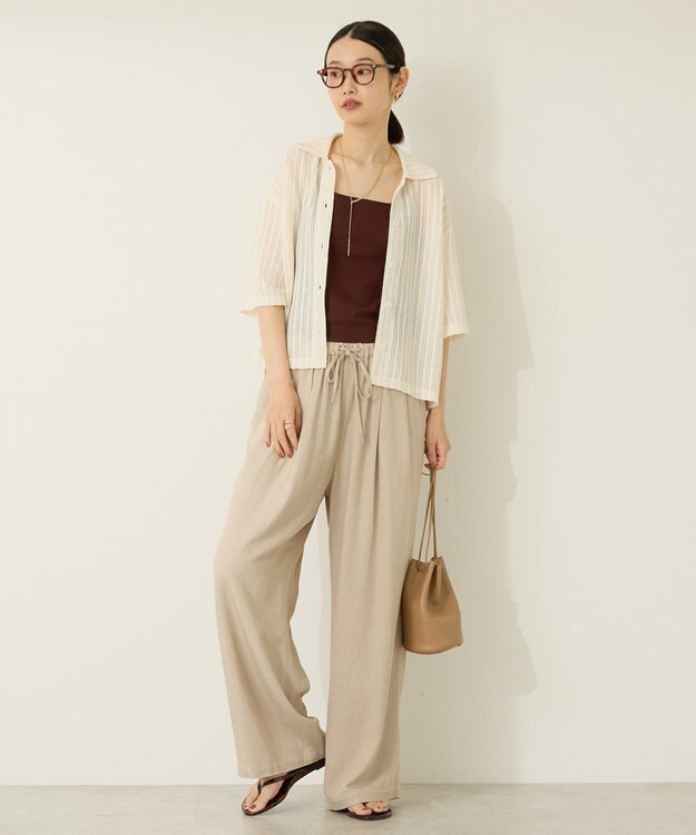 AMERICAN HOLIC メッシュ半袖ブラウス Stripe