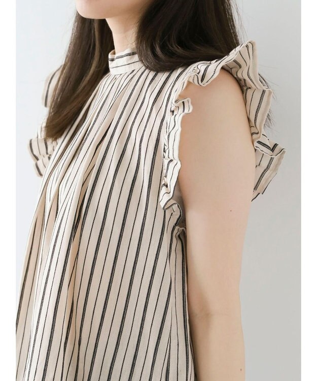 Green Parks ・ＥＬＥＮＣＡＲＥ　ＤＵＥ　ストライプフリルブラウス Beige