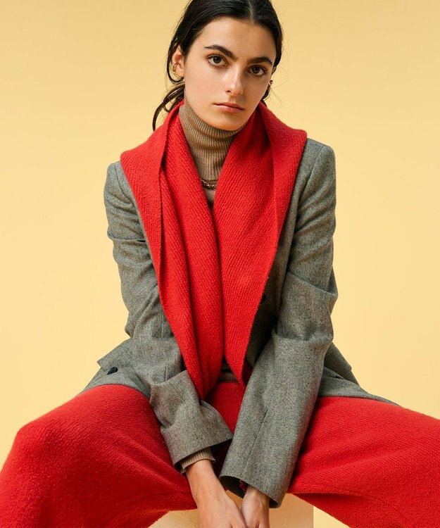 BEIGE， 【洗える】BERTAINA / コットンフーディマフラー Red Orange