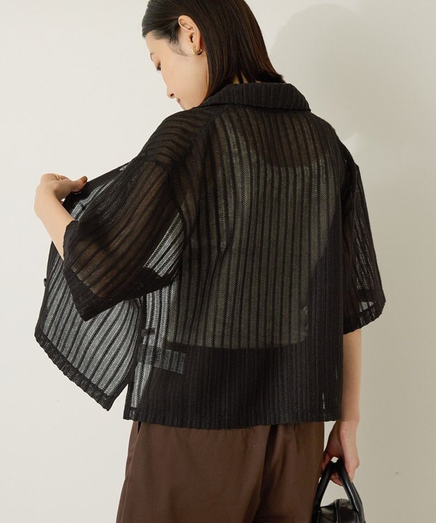 AMERICAN HOLIC メッシュ半袖ブラウス Black