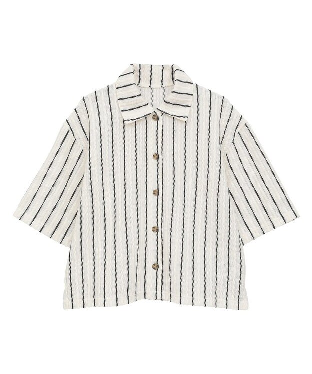 AMERICAN HOLIC メッシュ半袖ブラウス Stripe