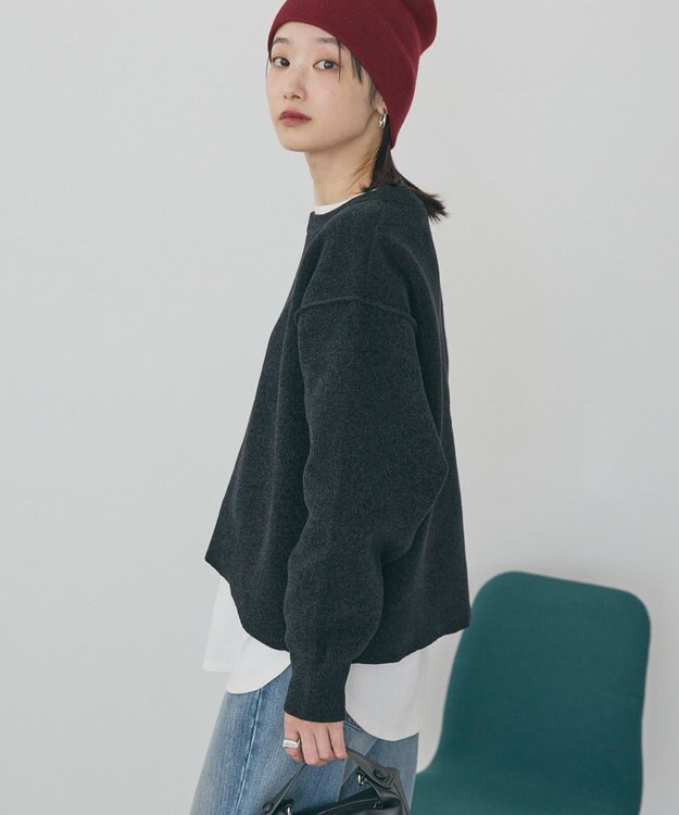 AMERICAN HOLIC 【選べる丈】モールニットプルオーバー Black