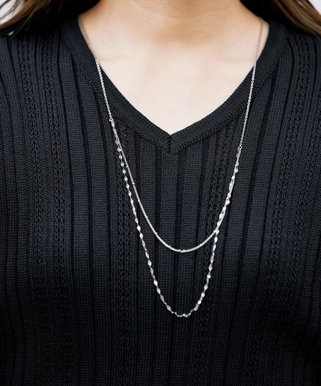 Tiaclasse L 【洗える】パフスリーブ透かし編みニットトップス ブラック