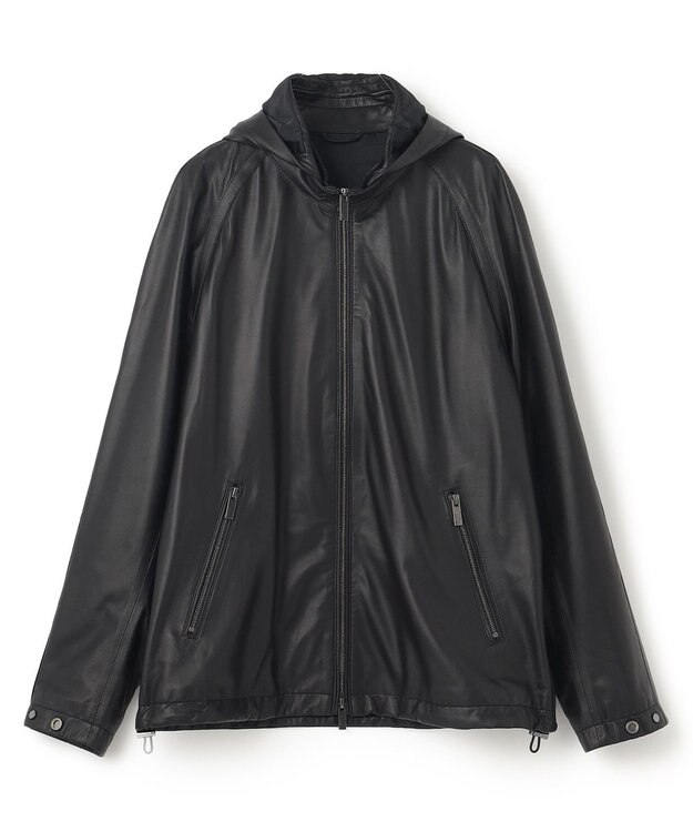 JOSEPH HOMME ライトラムナッパレザー　フードブルゾン ブラック系