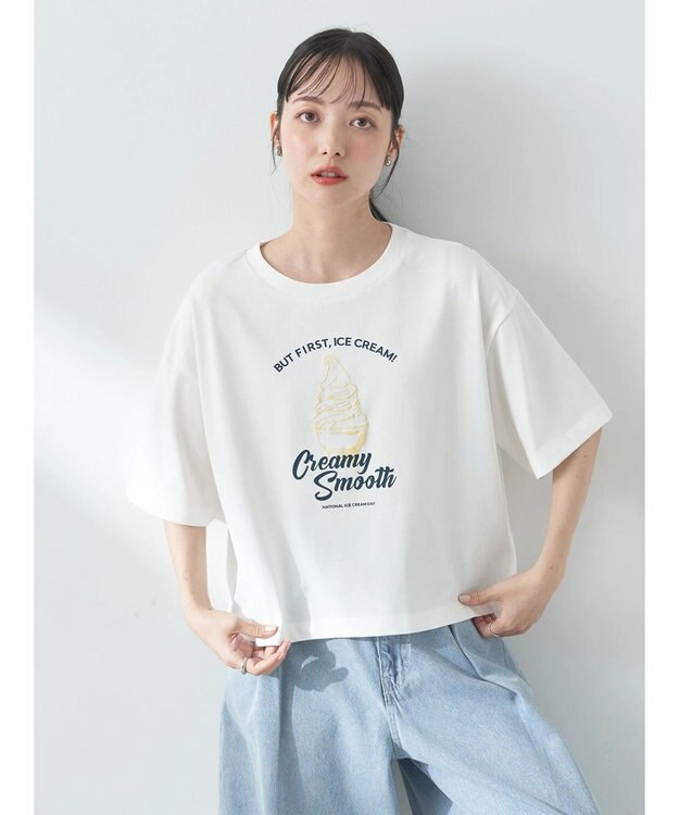 earth music&ecology ＩＣＥ　ＣＲＥＡＭ！　ショートＴ Off White